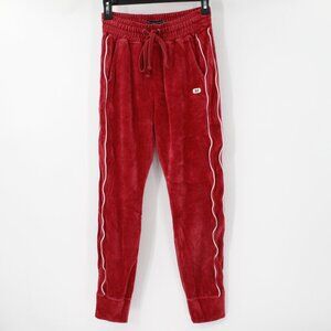 Abercrombie Fitch jogger pants Women XS Red velour Tapered Drawstring Y2K retro
